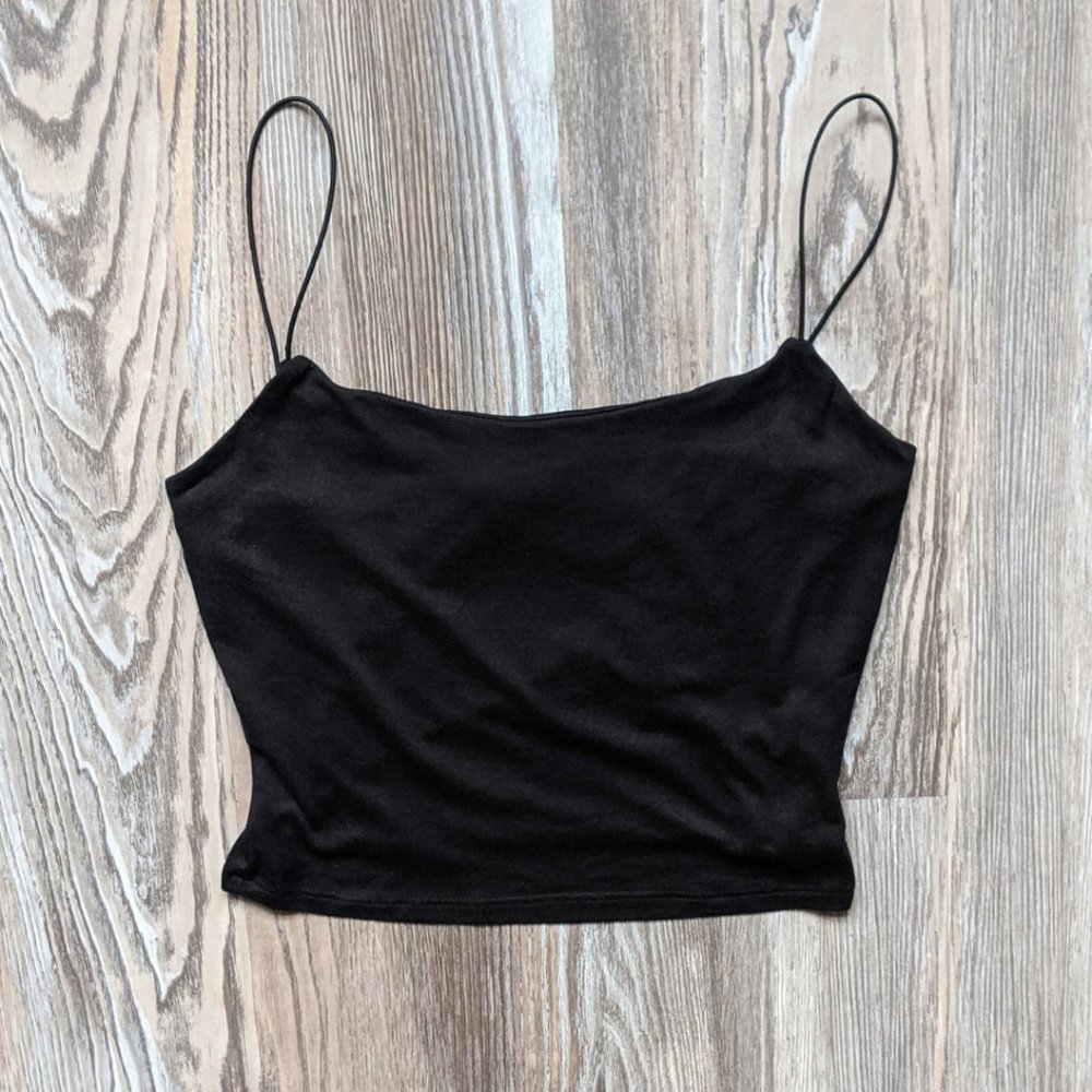 Cute Black Crop Top / Spaghetti Strap / Size: S